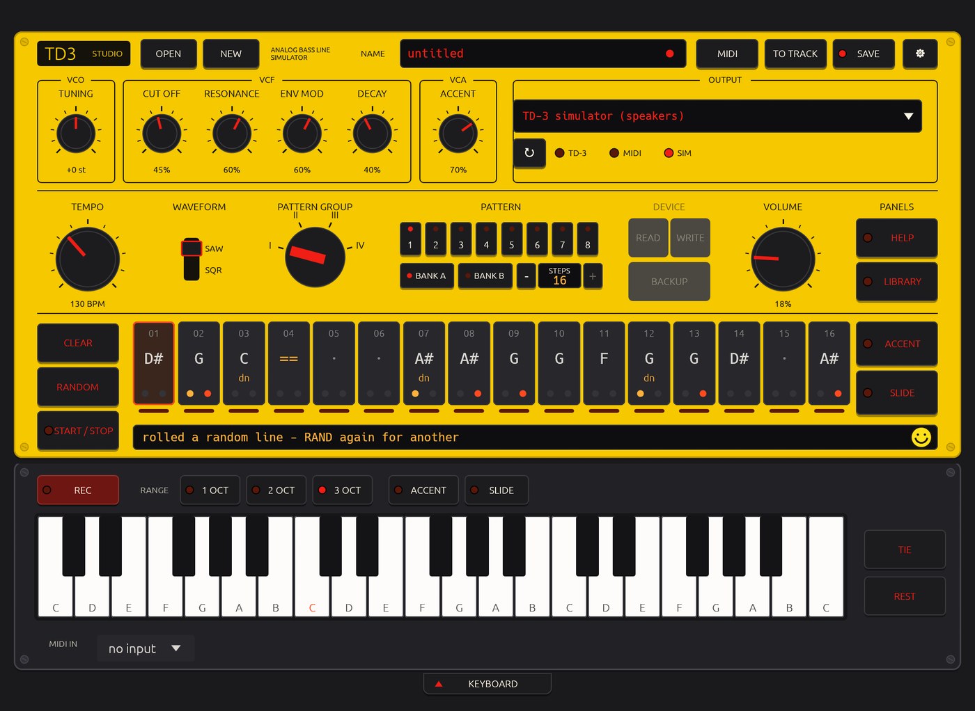 TD3 Studio on the iPad: the plate with the keyboard drawer out