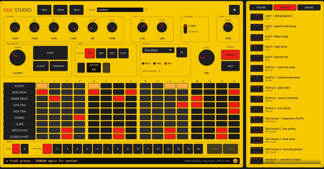 RD6 Studio: the library drawer with bundled grooves